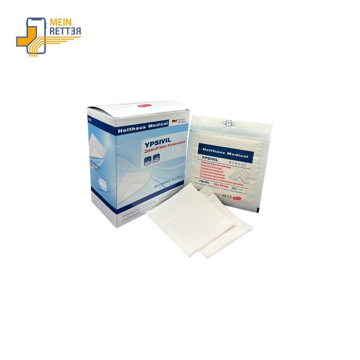 YPSIVIL Wundkompresse 10 × 10 cm – sterile, saugstarke Vlieskompresse, stückweise erhältlich