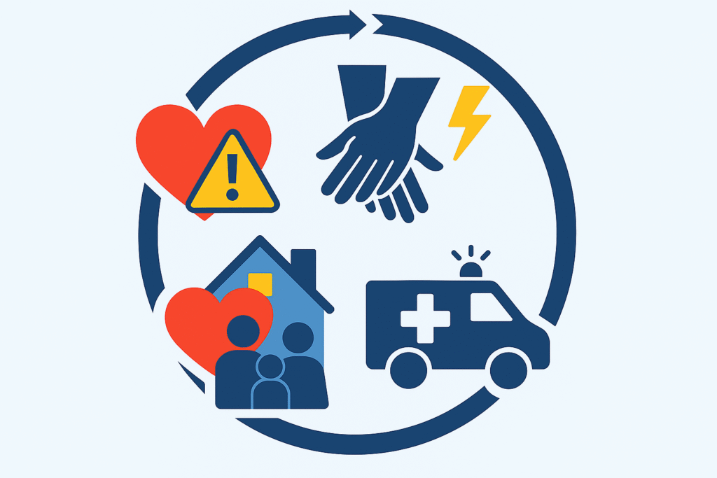 Symbolgrafik zur Übersicht der neuen Erste-Hilfe-Leitlinien 2025 – verwendet in der MeinRetter-App