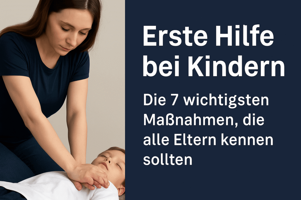 Erwachsene führt kindgerechte Herz-Druck-Massage an einem bewusstlosen Jungen durch.