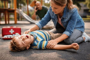 Kind bewusstlos erste Hilfe stabile Seitenlage Anleitung